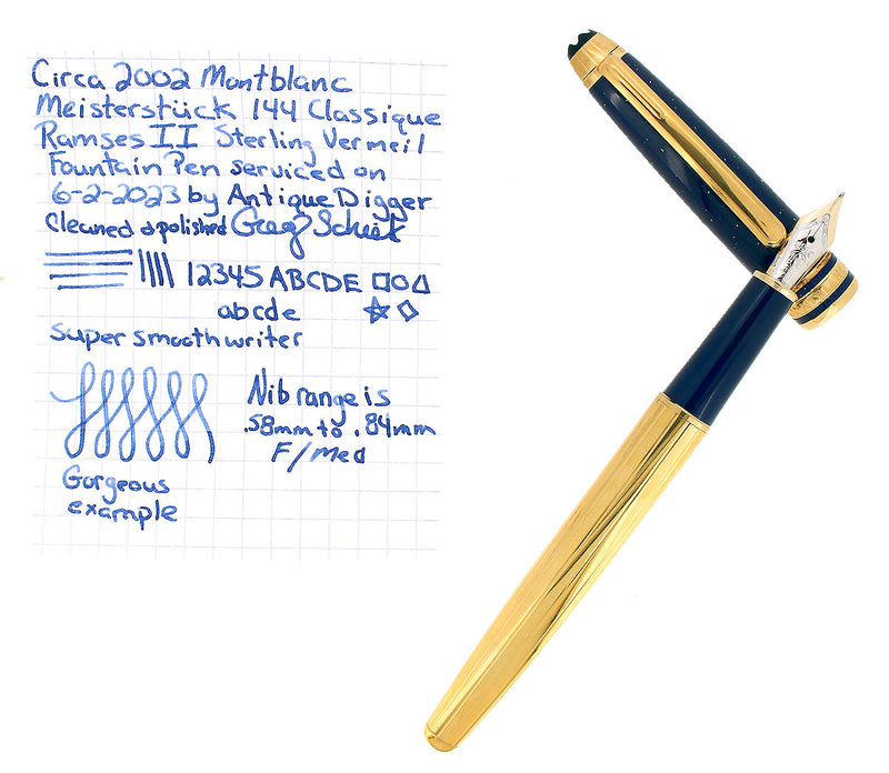 CIRCA 2002 MONTBLANC RAMSES II 144 SOLITAIRE STERLING VERMEIL FOUNTAIN PEN OFFERED BY ANTIQUE DIGGER