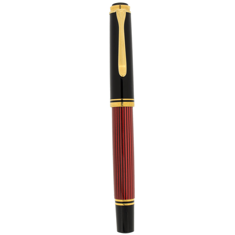 2002 PELIKAN M400 SOUVERAN RED STRIPE TWO-CHICK LOGO 14K FINE NIB FOUN