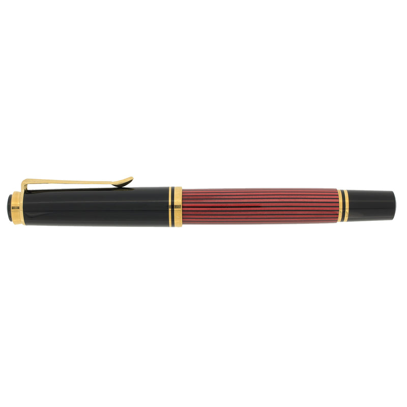 2002 PELIKAN M400 SOUVERAN RED STRIPE TWO-CHICK LOGO 14K FINE NIB FOUN