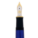 NEW IN BOX 2002 PELIKAN M600 SOUVERAN BLUE STRIPE TWO-CHICK LOGO 14K MEDIUM NIB FOUNTAIN PEN OFFERED BY ANTIQUE DIGGER