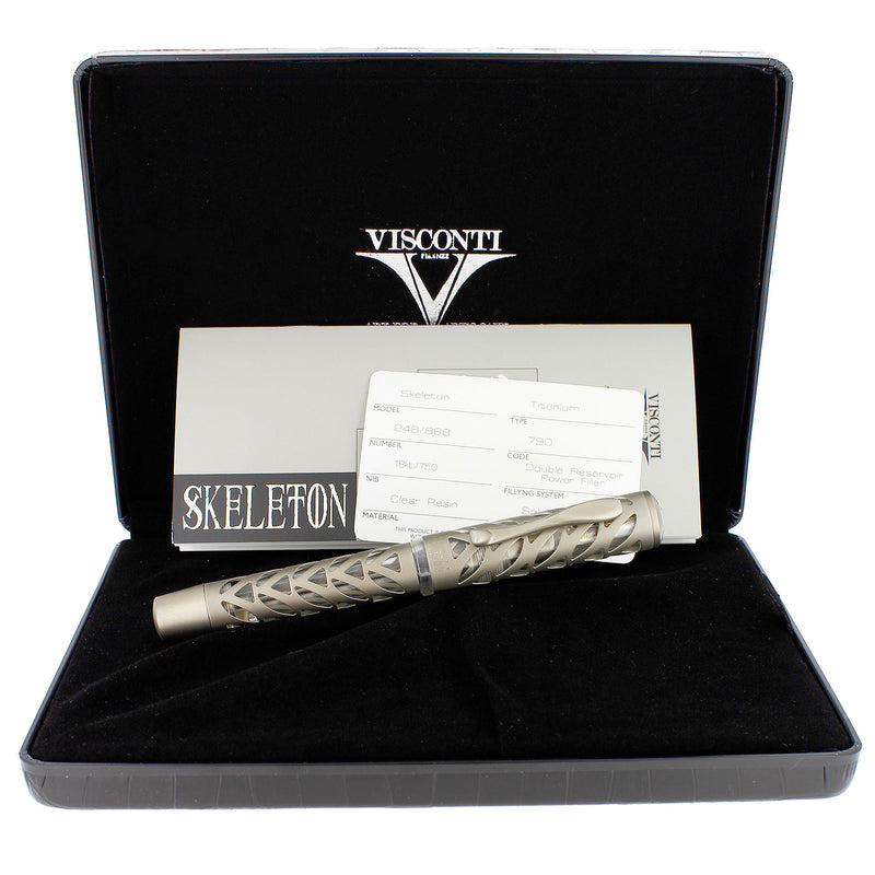 2002 VISCONTI LIMITED EDITION 248/888 TITANIUM SKELETON FOUNTAIN PEN NEVER INKED OFFERED BY ANTIQUE DIGGER