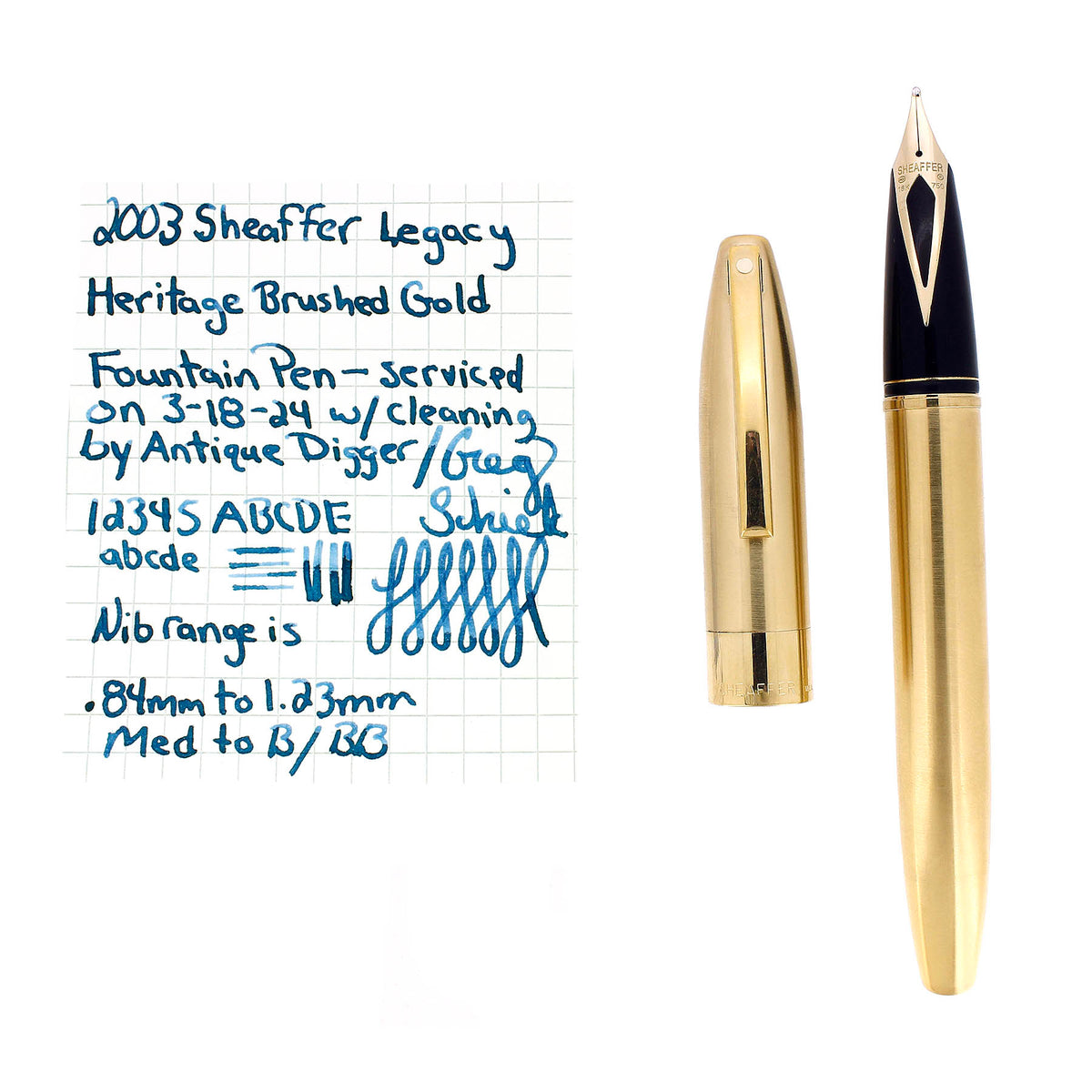2003 SHEAFFER LEGACY HERITAGE BRUSHED GOLD 18K BROAD NIB FOUNTAIN PEN