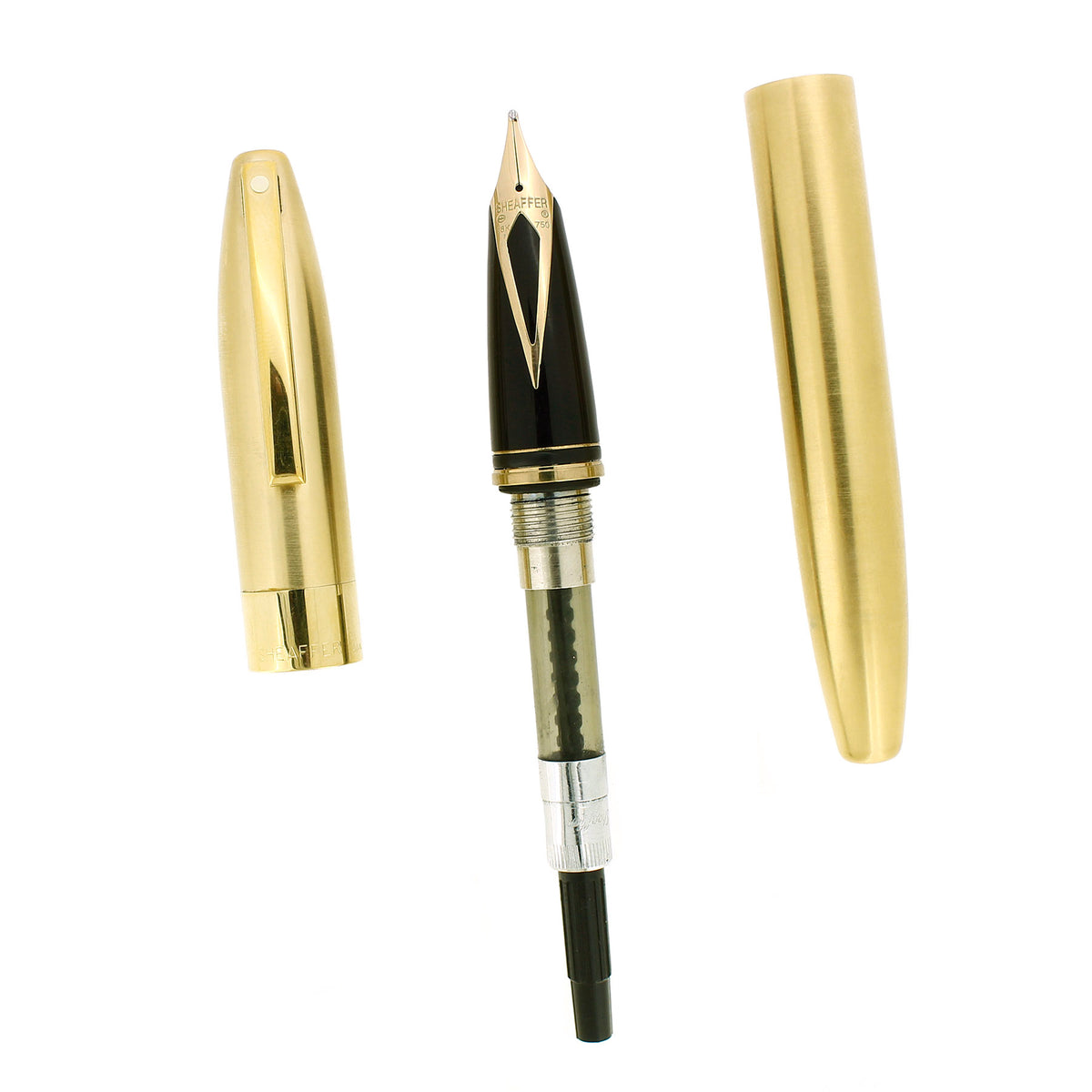 2003 SHEAFFER LEGACY HERITAGE BRUSHED GOLD 18K BROAD NIB FOUNTAIN PEN