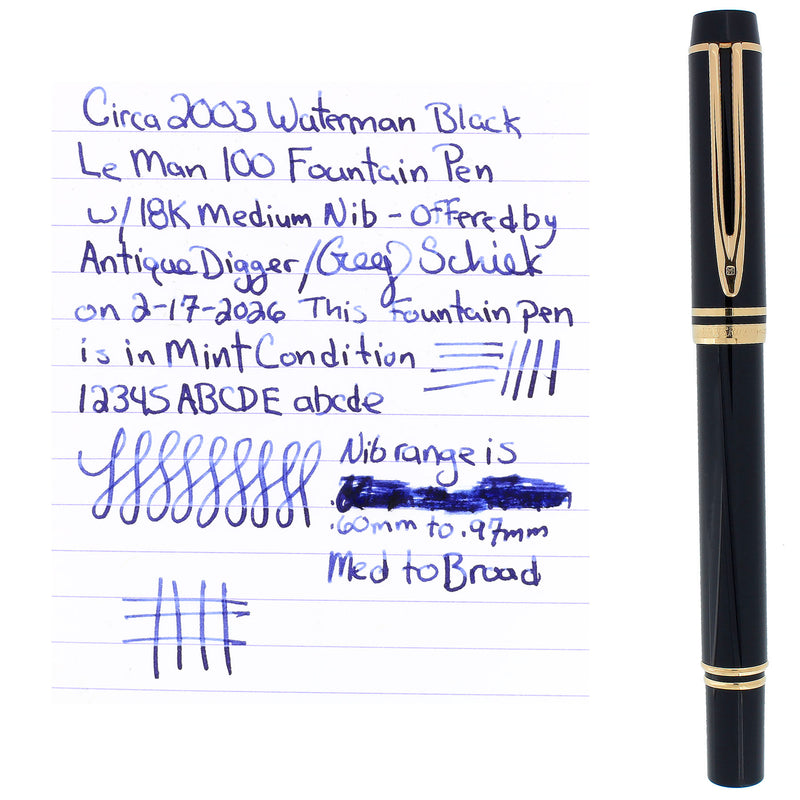 2003 WATERMAN IDEAL LE MAN 100 FOUNTAIN PEN 18K MED GLOBE NIB MINT IN