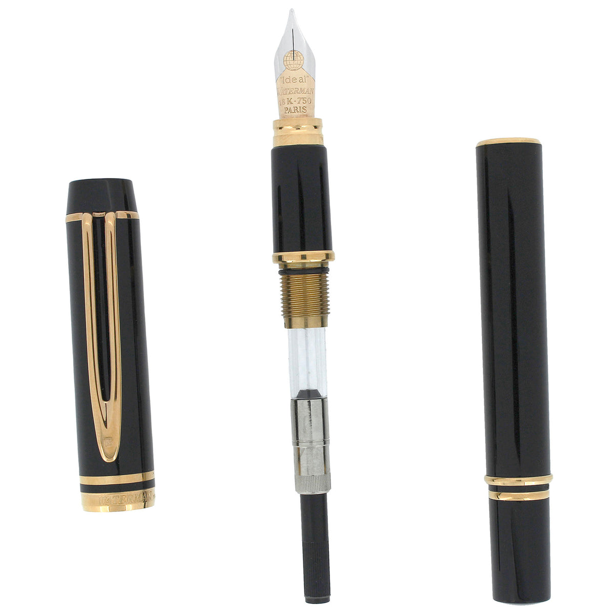 2003 WATERMAN IDEAL LE MAN 100 FOUNTAIN PEN 18K MED GLOBE NIB MINT IN