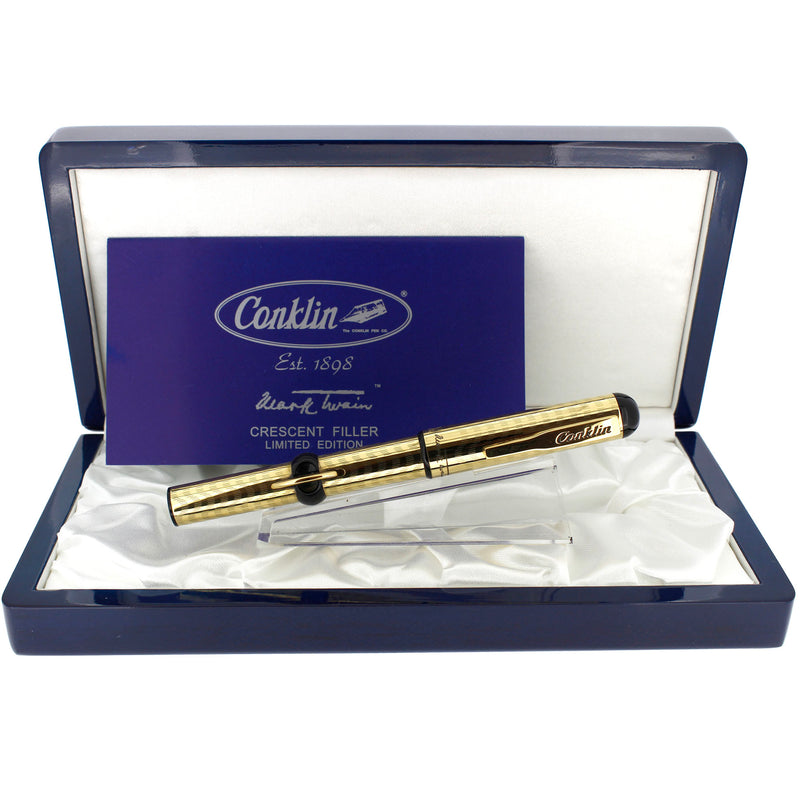 2004 CONKLIN LIMITED EDITION 8 OF 25 MARK TWAIN STERLING VERMEIL CRESCENT FOUNTAIN PEN NEVER INKED OFFERED BY ANTIQUE DIGGER