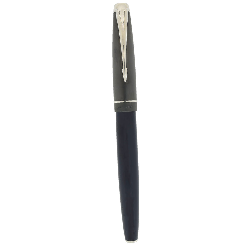 2004 PARKER 100 COBALT BLACK W/PALLADIUM TRIM 18K BROAD NIB FOUNTAIN P