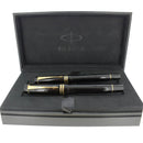 2004 PARKER DUOFOLD CENTENNIAL JET BLACK FOUNTAIN PEN & ROLLERBALL SET NEAR MINT OFFERED BY ANTIQUE DIGGER