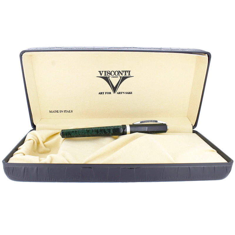 CIRCA 2004 VISCONTI WALL STREET GREEN PEARL 18K MEDIUM NIB FOUNTAIN PEN OFFERED BY ANTIQUE DIGGER