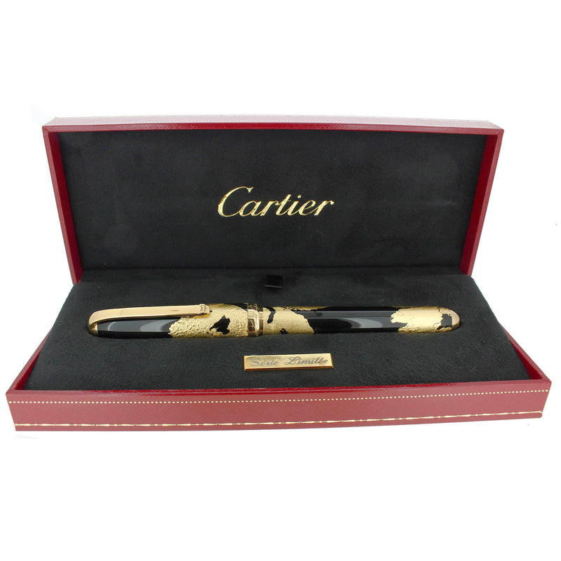 C2005 CARTIER DANDY GOLD PLATE & BLACK LACQUER LIMITED EDITION 792/1847 FOUNTAIN PEN NEVER INKED OFFERED BY ANTIQUE DIGGER