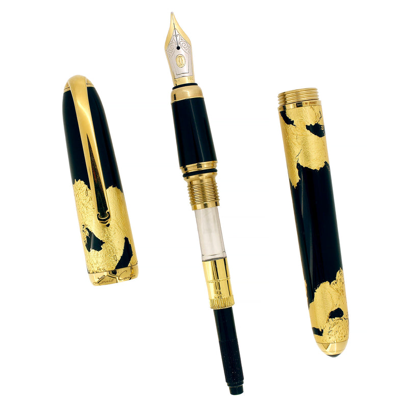 C2005 CARTIER DANDY GOLD PLATE & BLACK LACQUER LIMITED EDITION 792/1847 FOUNTAIN PEN NEVER INKED OFFERED BY ANTIQUE DIGGER