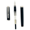 2005 WATERMAN EXCEPTION BLACK LACQUER SILVER TRIM 18K M NIB FOUNTAIN PEN NEVER INKED OFFERED BY ANTIQUE DIGGER