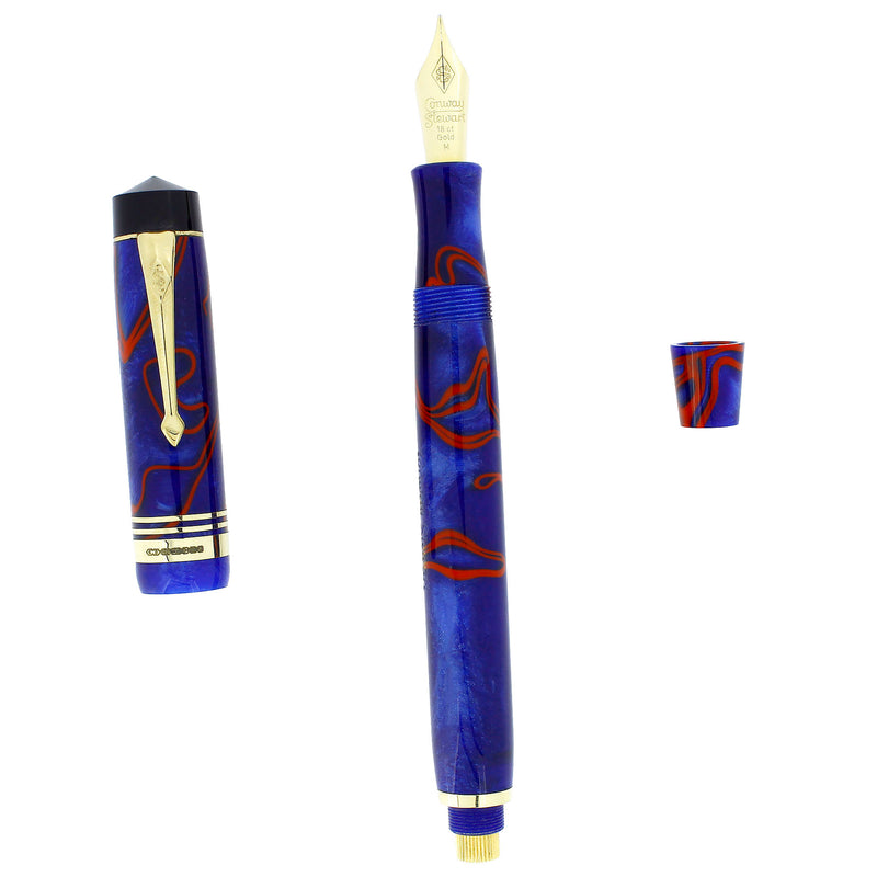 2006 CONWAY STEWART NELSON SCARLET WHIRL 18K TRIM LE 44/628 FOUNTAIN PEN MINT OFFERED BY ANTIQUE DIGGER