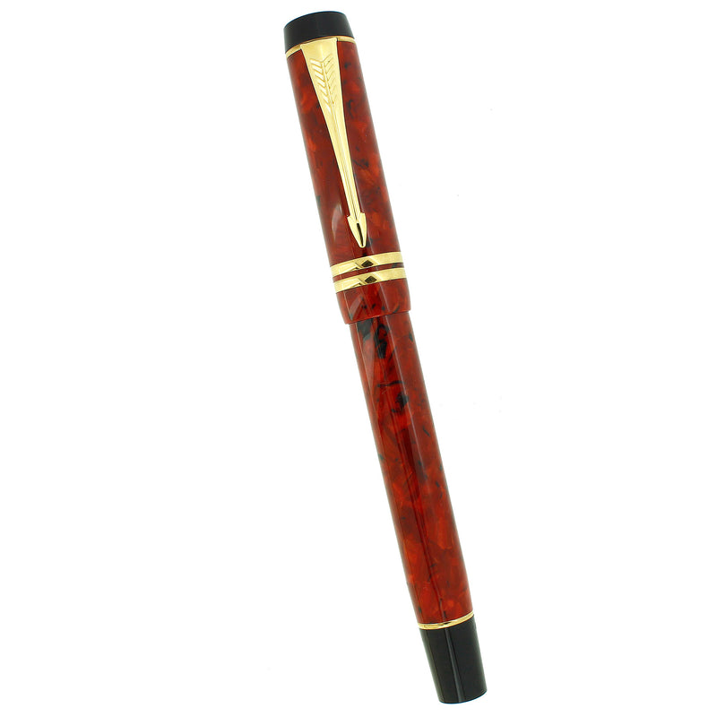 2006 PARKER DUOFOLD INTERNATIONAL JASPER RED 18K MED NIB FOUNTAIN PEN OFFERED BY ANTIQUE DIGGER