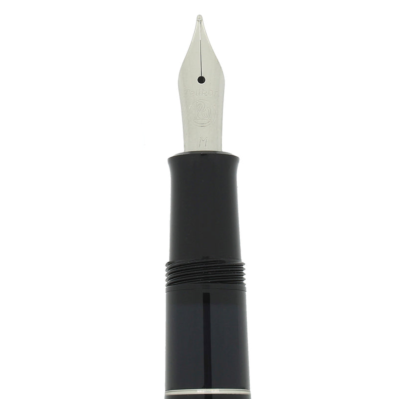 2006 PELIKAN M215 BLACK W/RING PATTERN FOUNTAIN PEN NEVER INKED DISCON