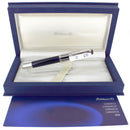 2006 PELIKAN M625 SOUVERAN STERLING TRIM & TRANSPARENT DARK BLUE BARREL 18K MED Nib FOUNTAIN PEN MINT OFFERED BY ANTIQUE DIGGER