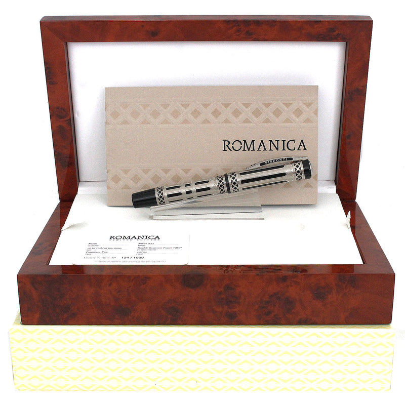 2006 VISCONTI ROMANICA LIMITED EDITION 134/1000 STERLING SILVER FOUNTAIN PEN NEVER INKED OFFERED BY ANTIQUE DIGGER