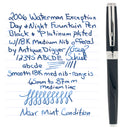 WATERMAN EXCEPTION NIGHT & DAY BLACK LACQUER PLATINUM TRIM 18K M NIB FOUNTAIN PEN OFFERED BY ANTIQUE DIGGER