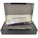 2007 DANITRIO KARA-NURI FLAT TOP PURPLE ON PURPLE EBONITE FOUNTAIN PEN MINT OFFERED BY ANTIQUE DIGGER