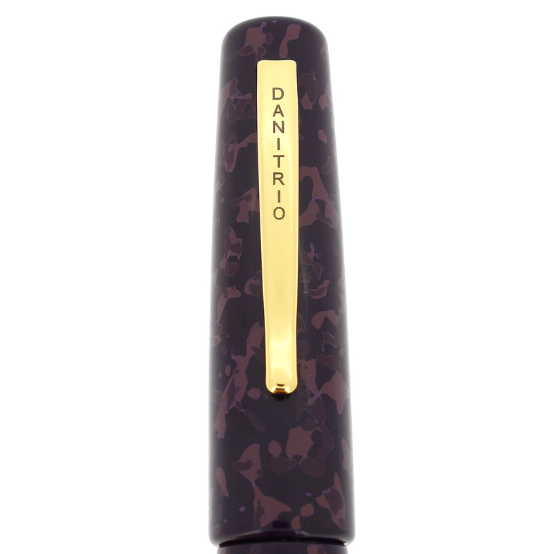 2007 DANITRIO KARA-NURI FLAT TOP PURPLE ON PURPLE EBONITE FOUNTAIN PEN MINT OFFERED BY ANTIQUE DIGGER