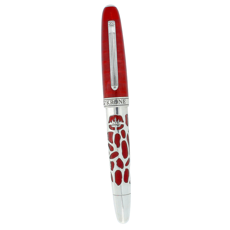 CIRCA 2007 KRONE RED ENAMEL & STERLING LIQUID COLLECTION LIMITED EDITION FOUNTAIN PEN NEVER INKED OFFERED BY ANTIQUE DIGGER