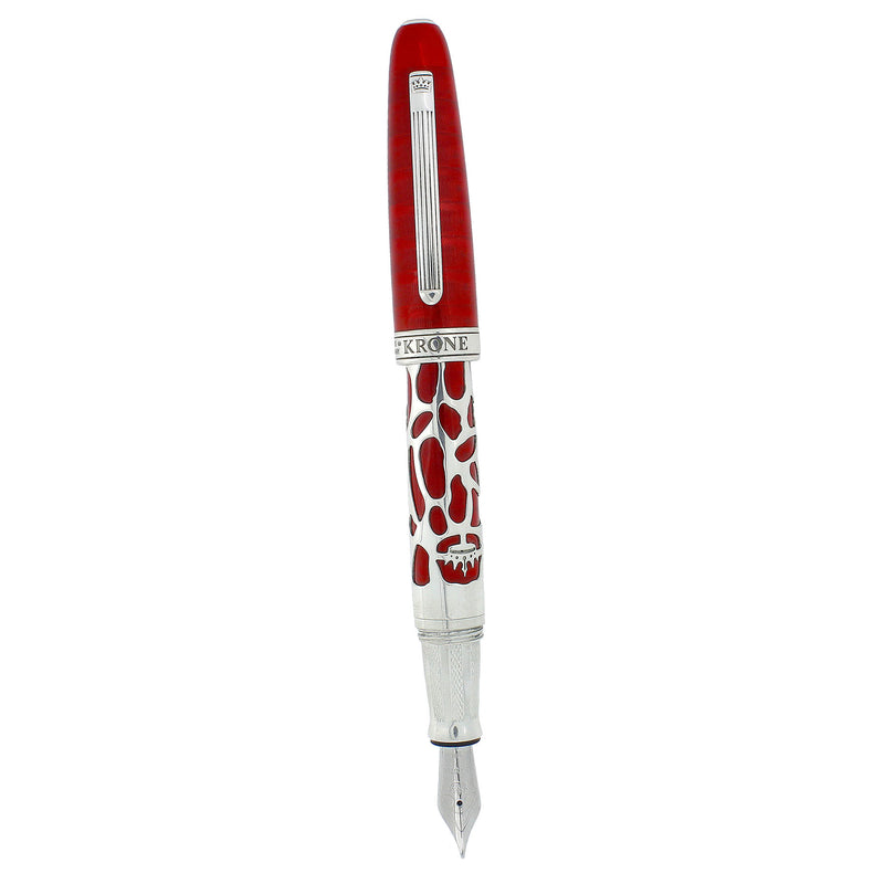 CIRCA 2007 KRONE RED ENAMEL & STERLING LIQUID COLLECTION LIMITED EDITION FOUNTAIN PEN NEVER INKED OFFERED BY ANTIQUE DIGGER