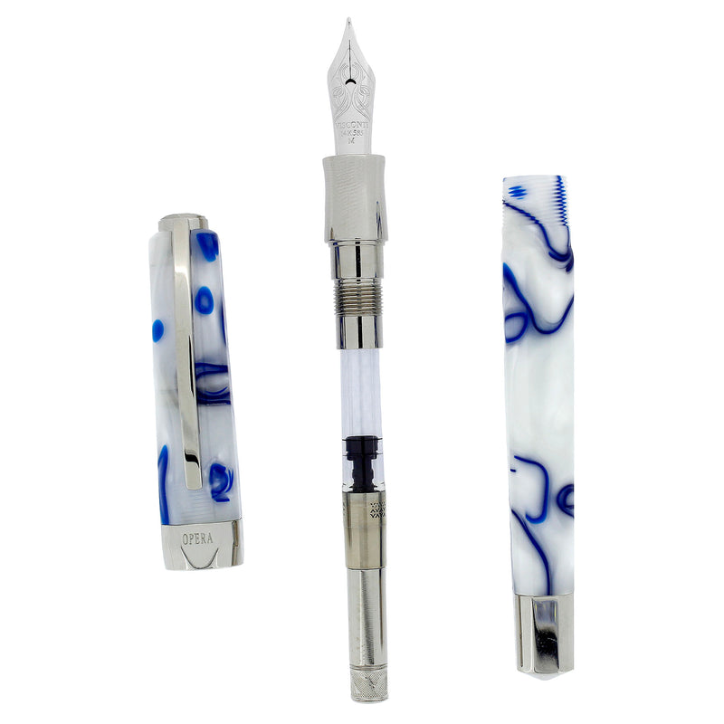 2007 VISCONTI OPERA BLUE NORDIC FOUNTAIN PEN & INK POT NEVER INKED OFFERED BY ANTIQUE DIGGER