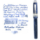 2008 ANCORA MAXIMA MOTTLED BLUE 18K MEDIUM NIB FOUNTAIN PEN MINT OFFERED BY ANTIQUE DIGGER