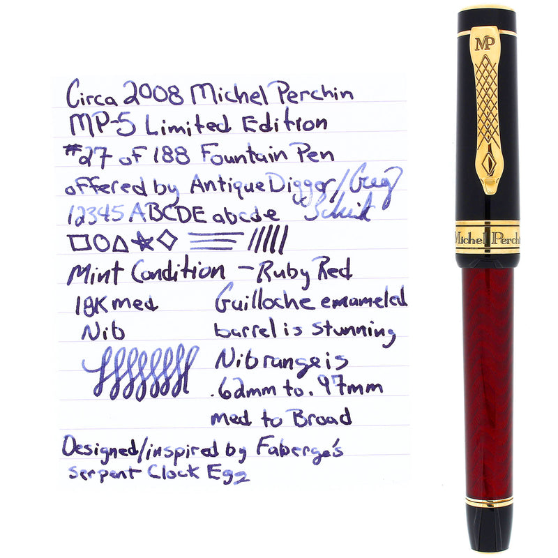 2008 MICHEL PERCHIN MP5 LIMITED EDITION 27/188 STERLING VERMEIL TRIM FOUNTAIN PEN MINT OFFERED BY ANTIQUE DIGGER