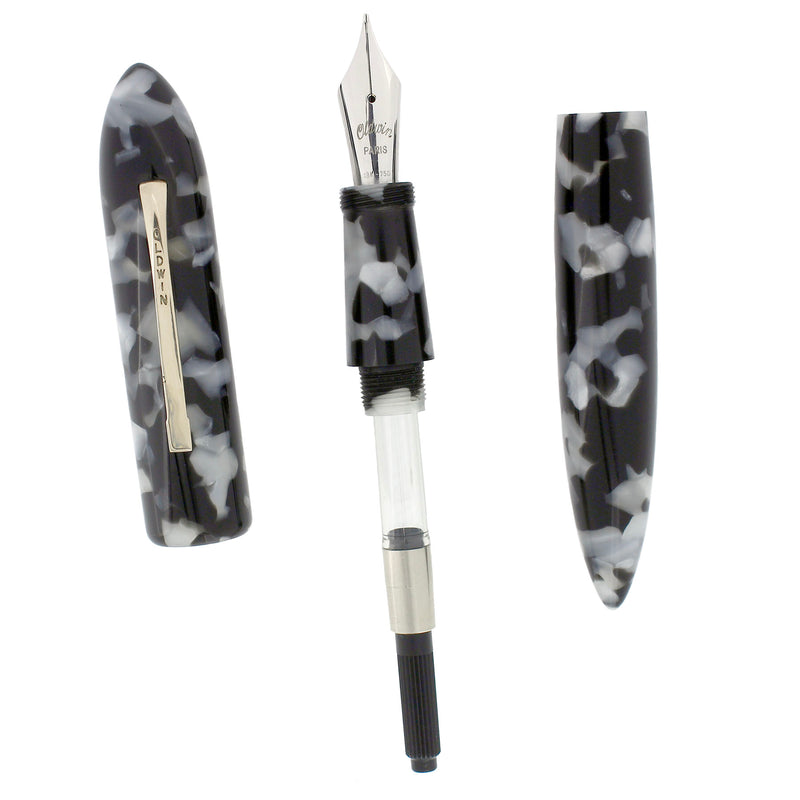 CIRCA 2008 OLDWIN CLASSIC MOTTLED BLACK & WHITE 18K MED NIB FOUNTAIN PEN OFFERED BY ANTIQUE DIGGER