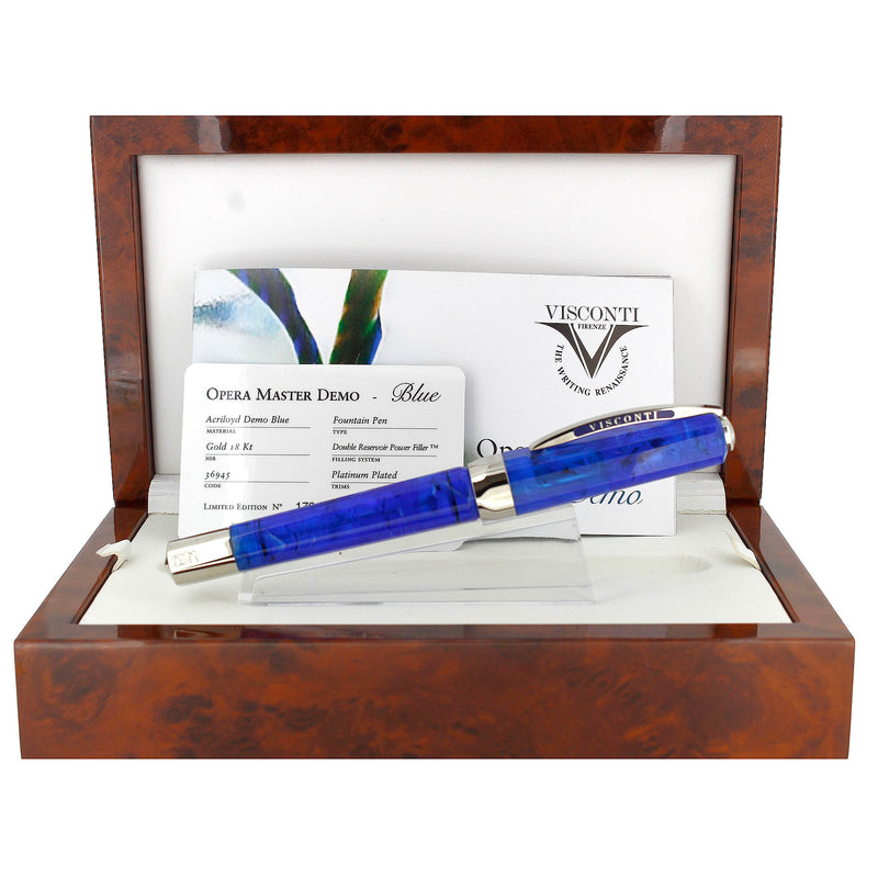 NEVER INKED 2008 VISCONTI OPERA MASTER DEMO BLUE LIMITED EDITION 18K M NIB FOUNTAIN PEN OFFERED BY ANTIQUE DIGGER
