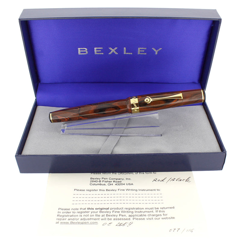 2009 BEXLEY OWNERS CLUB LIMITED EDITION RED/BLACK EBONITE FOUNTAIN PEN MINT OFFERED BY ANTIQUE DIGGER