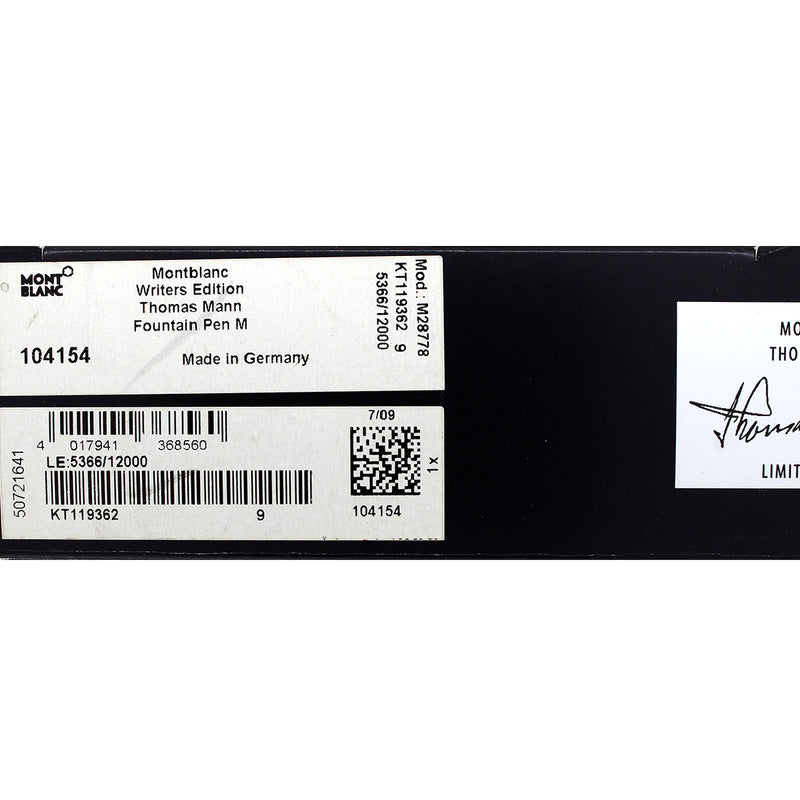 NEVER INKED 2009 MONTBLANC THOMAS MANN WRITER'S SERIES LIMITED EDITION 5366/12000 FOUNTAIN PEN OFFERED BY ANTIQUE DIGGER