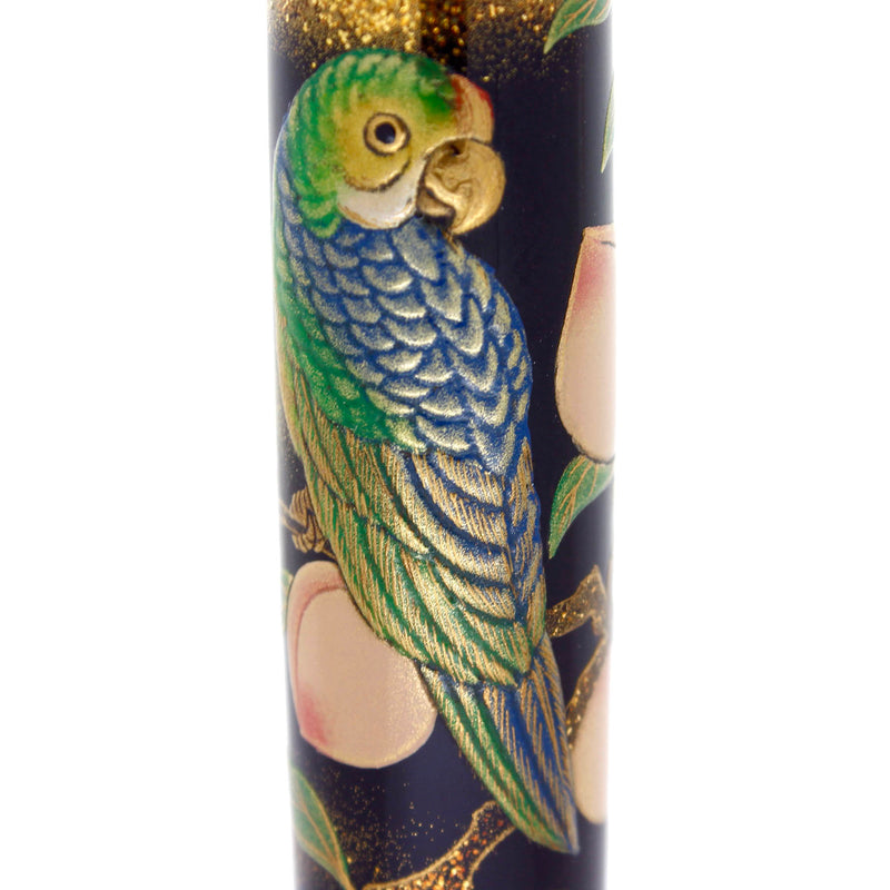 NAMIKI YUKARI ROYALE MAKI-E PARROT WITH PEACH FOUNTAIN PEN NEVER INKED OFFERED BY ANTIQUE DIGGER