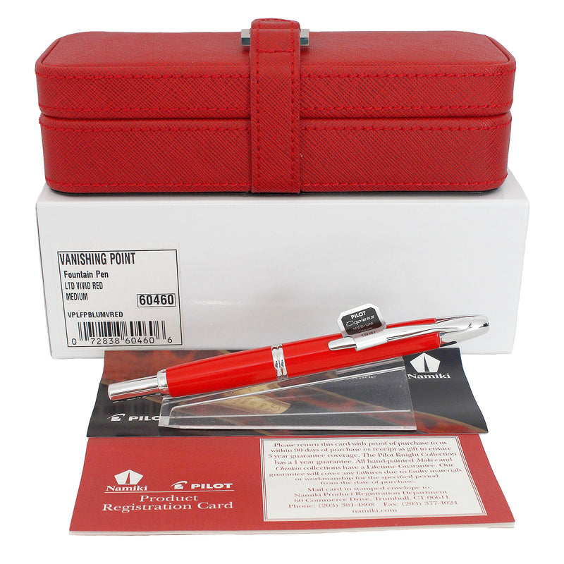 2009 PILOT LIMITED EDITION VIVID RED VANISHING POINT 18K BROAD NIB FOUNTAIN PEN NEVER INKED OFFERED BY ANTIQUE DIGGER