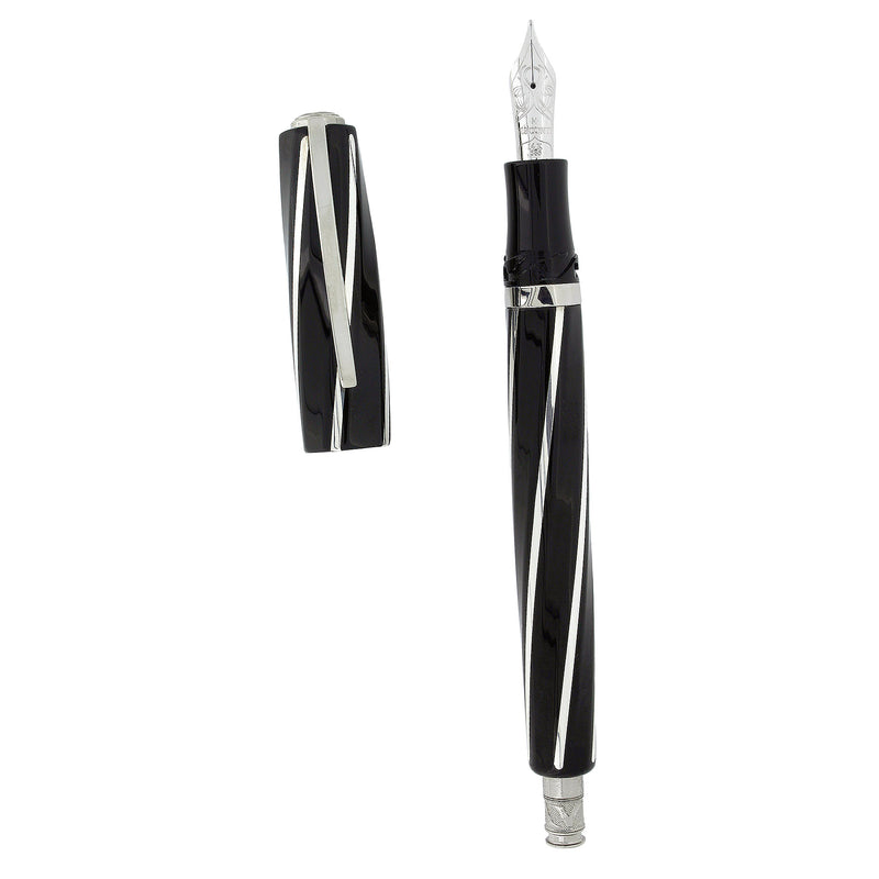 CIRCA 2007 VISCONTI OVERSIZE DIVINA BLACK & STERLING FOUNTAIN PEN MINT BOXED OFFERED BY ANTIQUE DIGGER