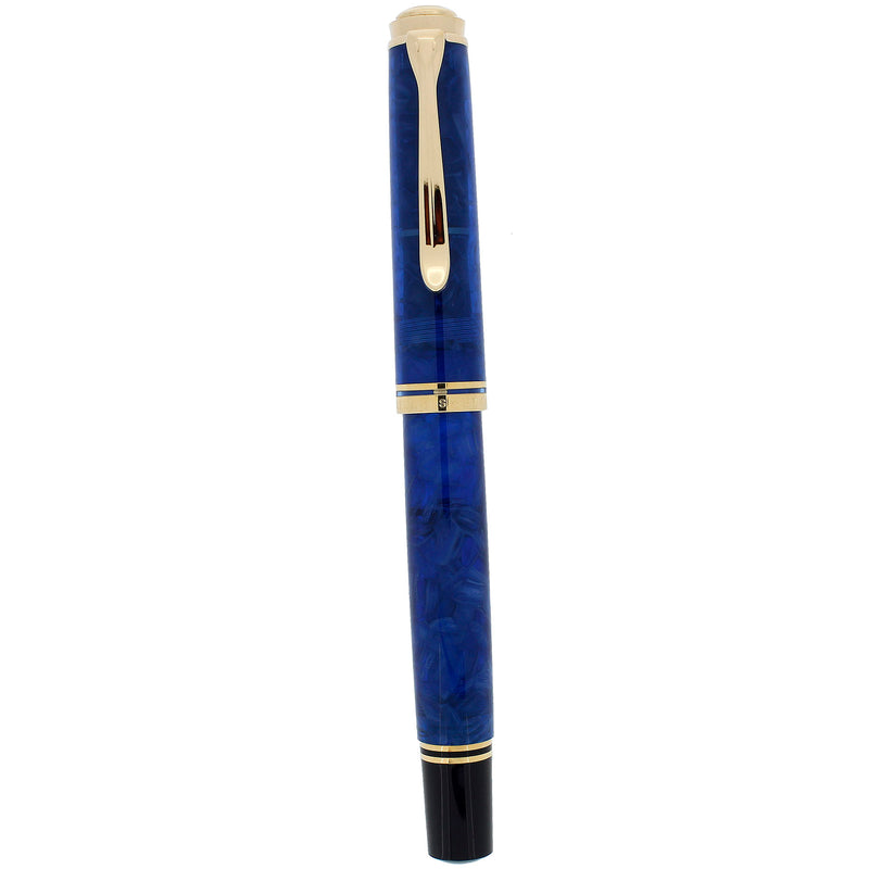NEVER INKED 2010 PELIKAN M800 BLUE-O- BLUE SPECIAL EDITION 18K MED NIB FOUNTAIN PEN OFFERED BY ANTIQUE DIGGER