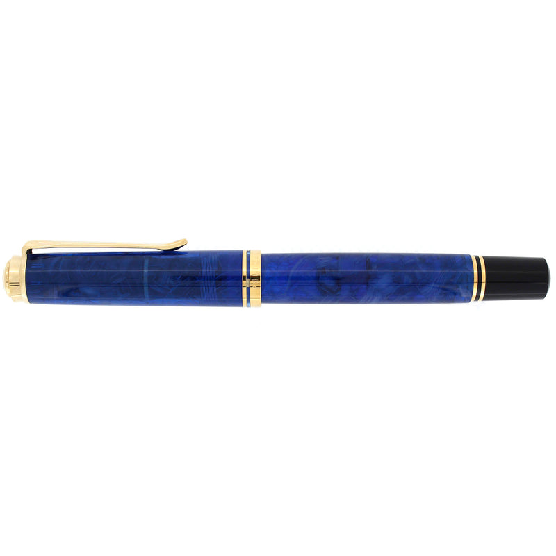 NEVER INKED 2010 PELIKAN M800 BLUE-O- BLUE SPECIAL EDITION 18K MED NIB FOUNTAIN PEN OFFERED BY ANTIQUE DIGGER