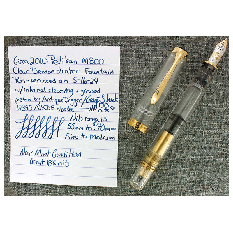 C2010 PELIKAN M800 SOUVERAN CLEAR DEMONSTRATOR 18K MED NIB FOUNTAIN PEN OFFERED BY ANTIQUE DIGGER