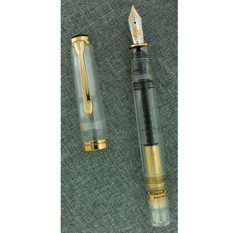 C2010 PELIKAN M800 SOUVERAN CLEAR DEMONSTRATOR 18K MED NIB FOUNTAIN PEN OFFERED BY ANTIQUE DIGGER