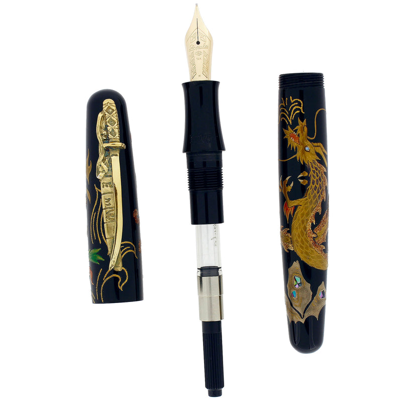 RARE 2010 STIPULA MAKI-E & RADEN LEGEND OF THE DRAGON AND PHOENIX EAST MEETS WEST LIMITED EDITION 2/10 ASTIST NISHIHARA SIGNED FOUNTAIN PEN OFFERED BY ANTIQUE DIGGER