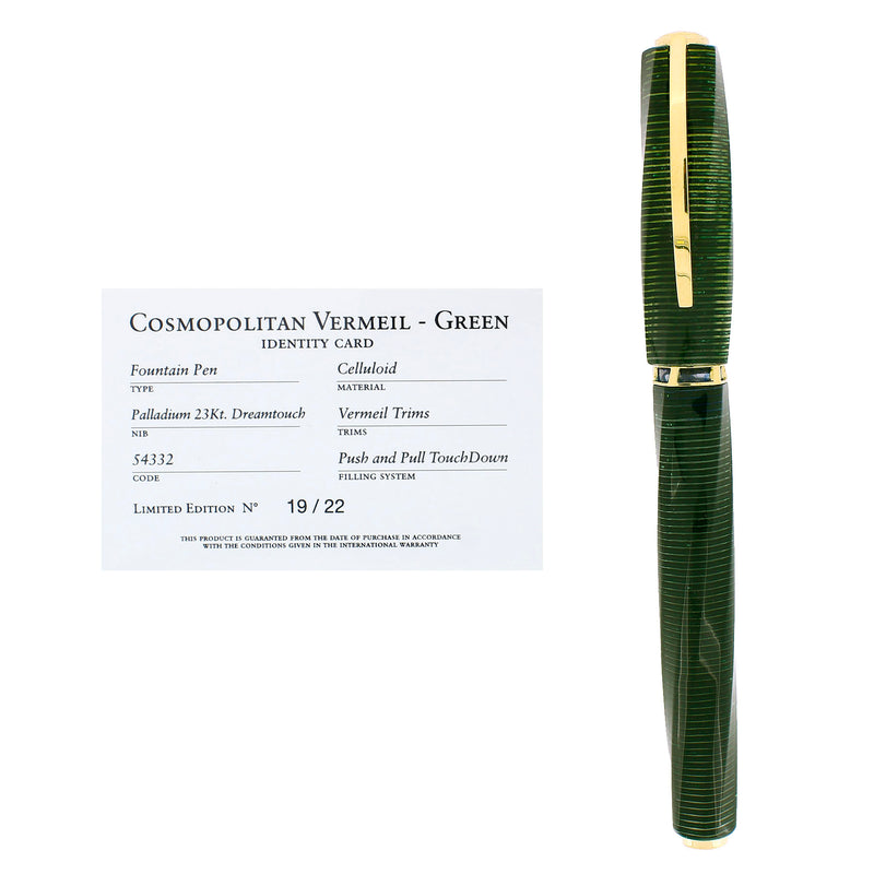 2010 VISCONTI COSMOPOLITAN GREEN PEARL LIMITED EDITION 19/22 FOUNTAIN PEN MINT BOXED OFFERED BY ANTIQUE DIGGER