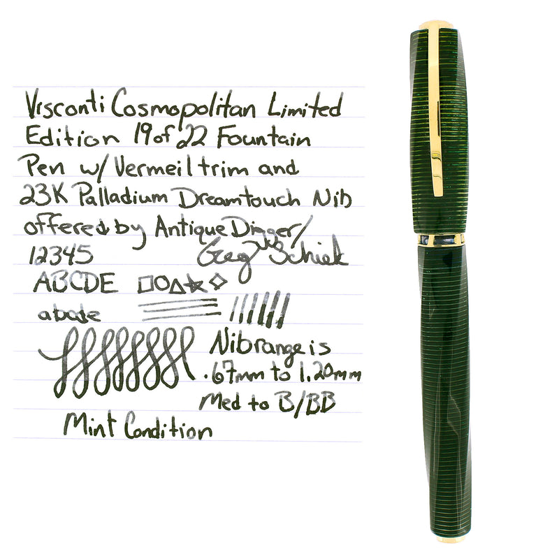 2010 VISCONTI COSMOPOLITAN GREEN PEARL LIMITED EDITION 19/22 FOUNTAIN PEN MINT BOXED OFFERED BY ANTIQUE DIGGER