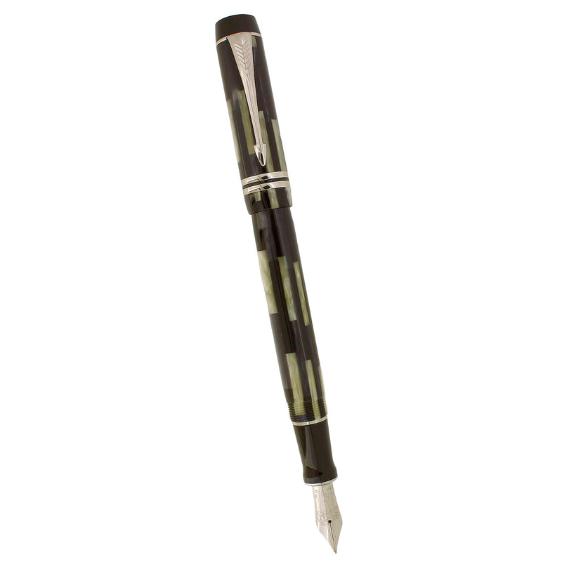 2011 PARKER DUOFOLD INTERNATIONAL BLACK MOSAIC 18K MED NIB FOUNTAIN PEN NEW IN BOX OFFERED BY ANTIQUE DIGGER