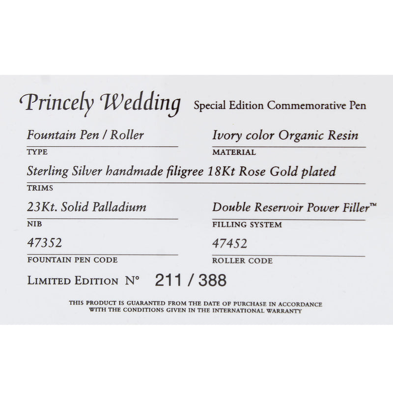 2011 VISCONTI PRINCELY WEDDING LIMITED EDITION 211/388 FOUNTAIN PEN NEVER INKED OFFERED BY ANTIQUE DIGGER