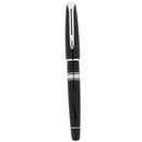 2010 WATERMAN CHARLESTON BLACK W/RHOUDIUM TRIM 18K NIB FOUNTAIN PEN NEW IN BOX OFFERED BY ANTIQUE DIGGER
