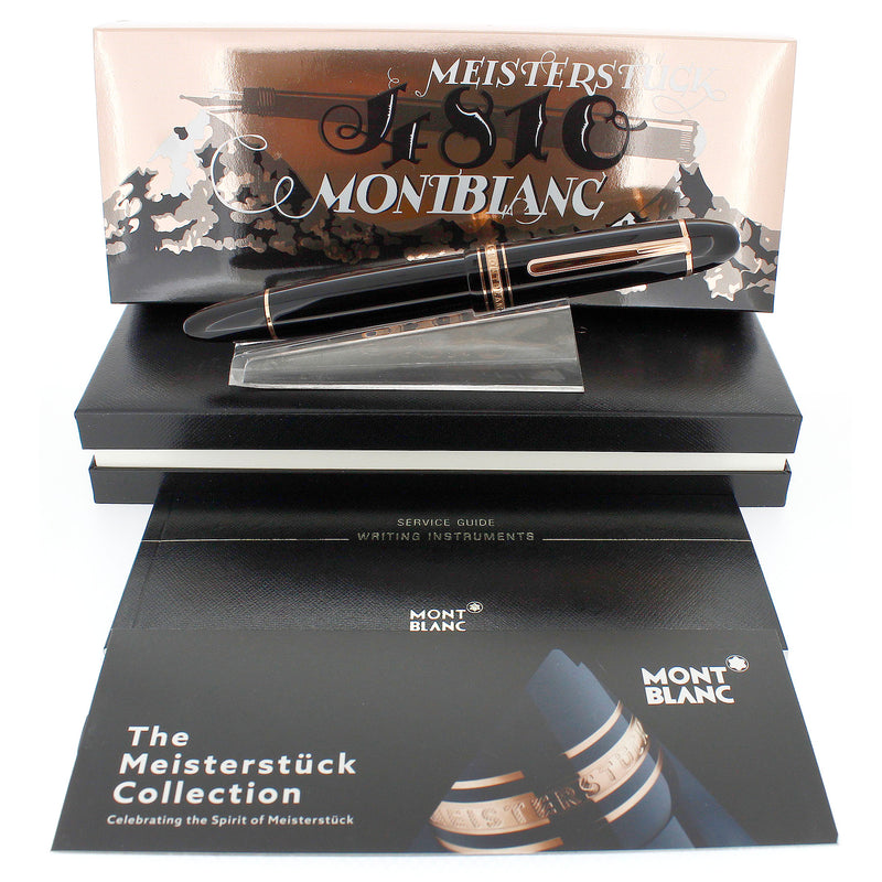 SCARCE 2014 MONTBLANC 149 90TH ANNIVERSARY LIMITED ROSE GOLD TRIM FOUNTAIN PEN NEVER INKED OFFERED BY ANTIQUE DIGGER