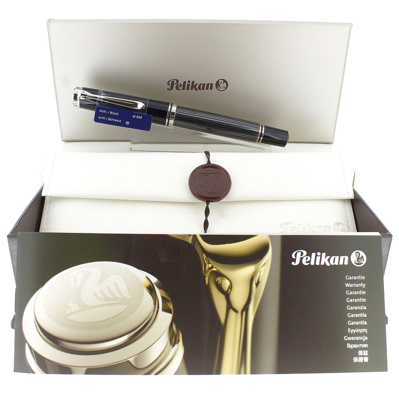 2015 PELIKAN M805 STRESSMAN ANTHRACITE SPECIAL EDITION 18K MED NIB FOUNTAIN PEN NEVER INKED (Copy) OFFERED BY ANTIQUE DIGGER