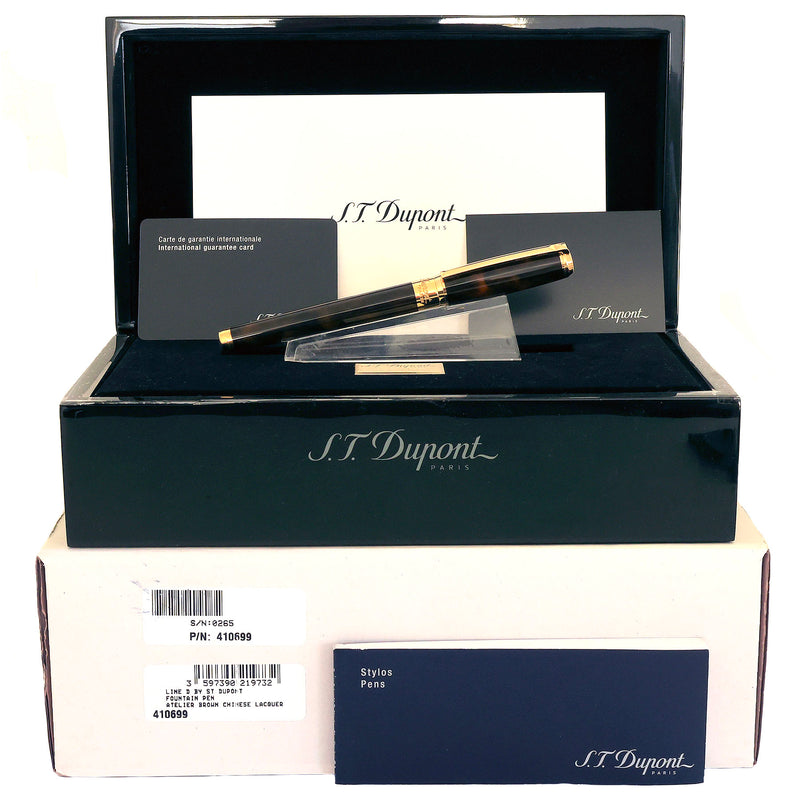 2017 S.T. DUPONT ATELIER BROWN CHINESE LACQUER FOUNTAIN PEN NEVER INKE