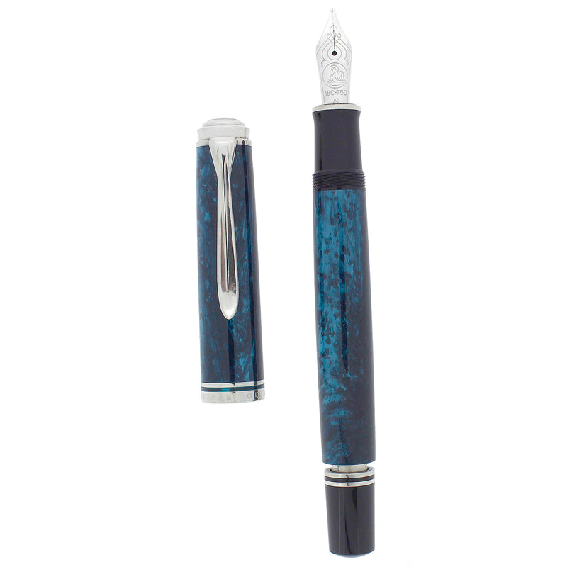 2018 PELIKAN M805 OCEAN SWIRL SPECIAL EDITION 18K MED NIB FOUNTAIN PEN